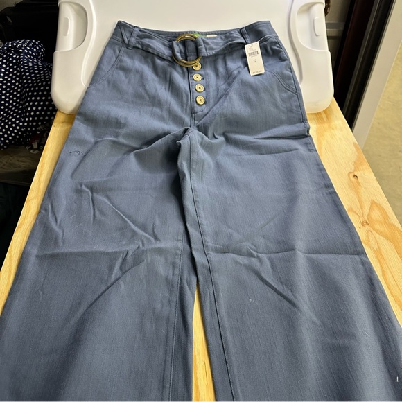 Anthropologie Wide Leg Button Front Pants – Size 4 – Wedgewood Blue - Picture 4 of 10